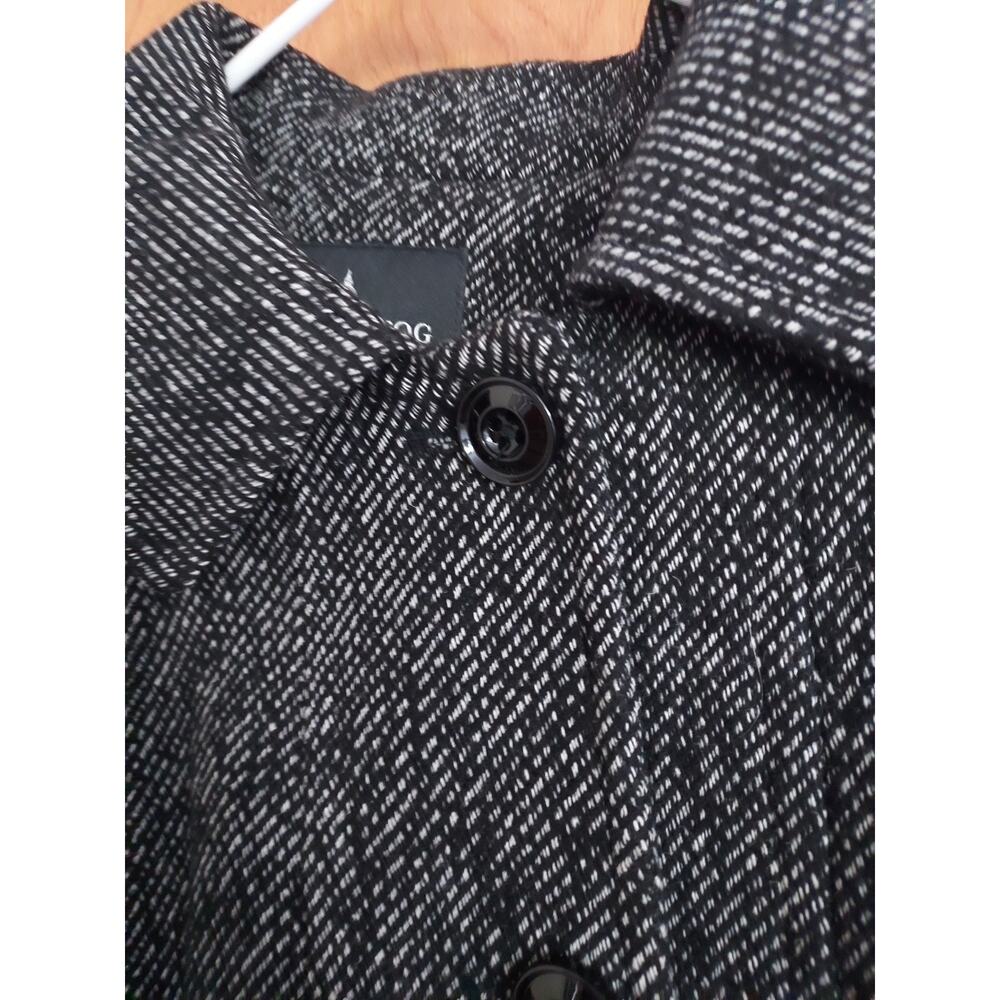 London Fog Women's XL Black/White Herringbone Wool Jacket Lined Pockets buttons - Picture 2 of 8